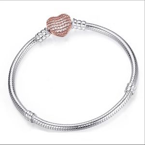 Rose Gold Heart Clasp European Bracelet